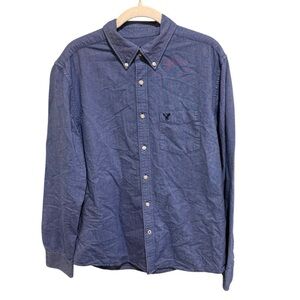 American Eagle Outfitters Men's Navy Button-Down Shirt